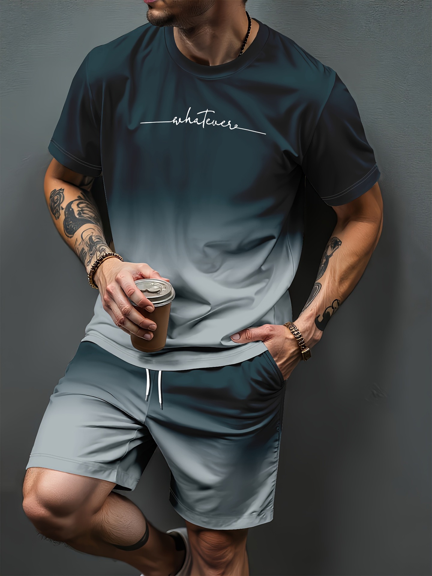 Summer Clothing Patterns - Gradiënt Letter Patroon 3D Print Trainingspakken