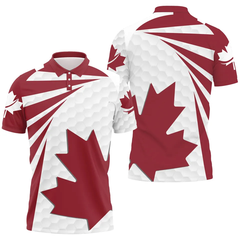 Summer Clothing Canada - Maple Leaf Vlag Poloshirt Voor Herenkleding