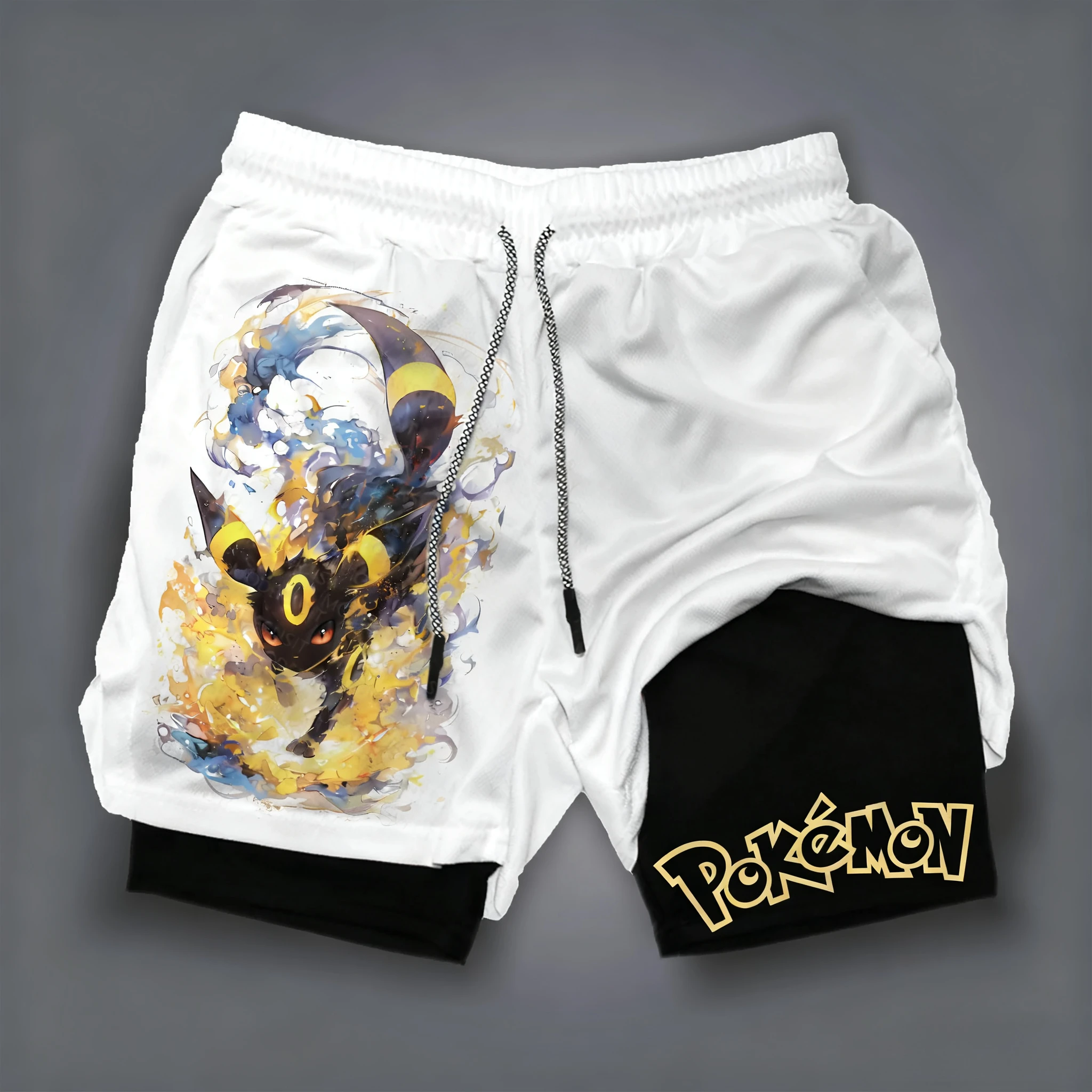 Summer Clothing Layering - Pokémon Anime Witte Dubbellaagse Shorts 2026