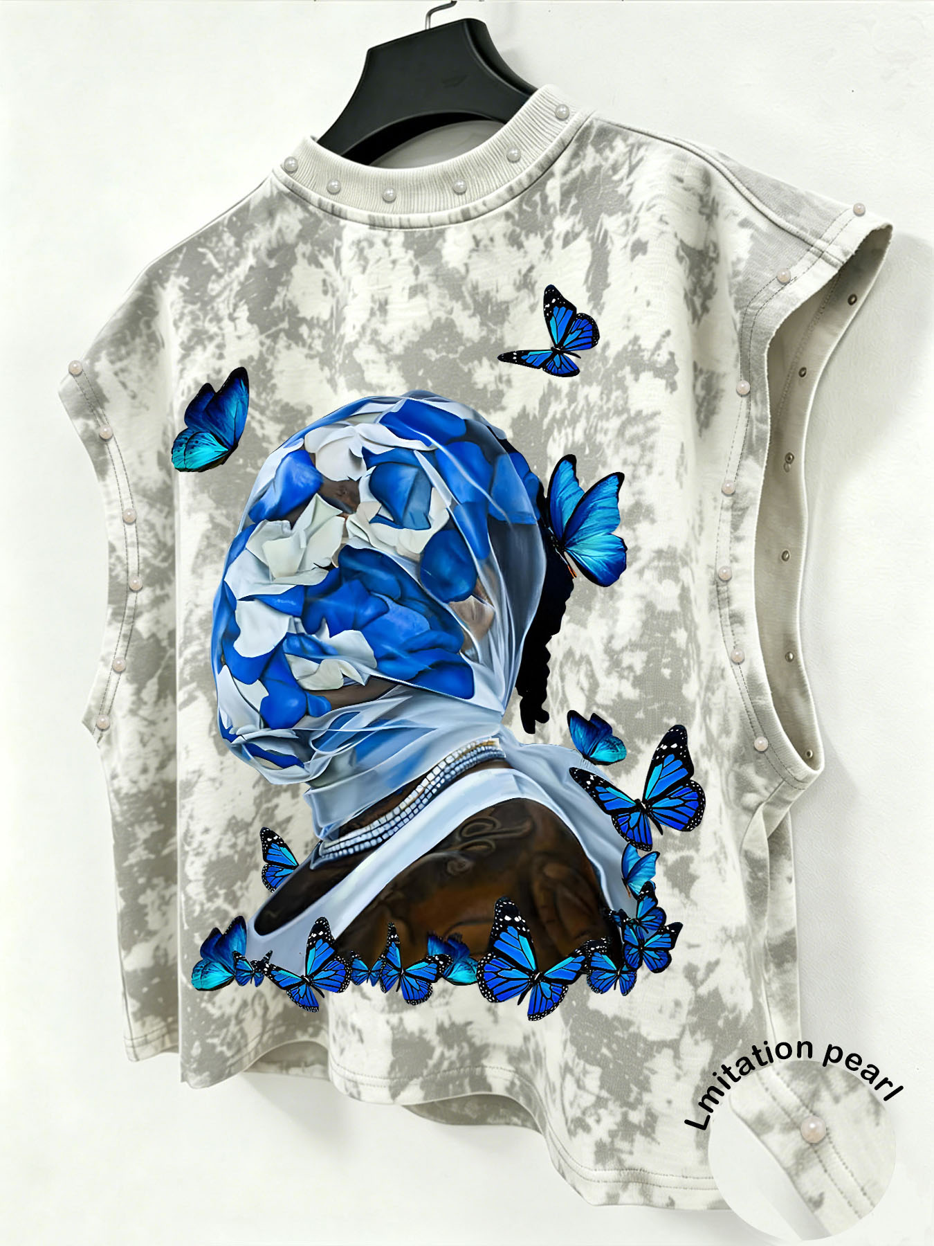 Summer Rose Clothing - Heren Tie Dye Mouwloze Tanktop, Blauwe