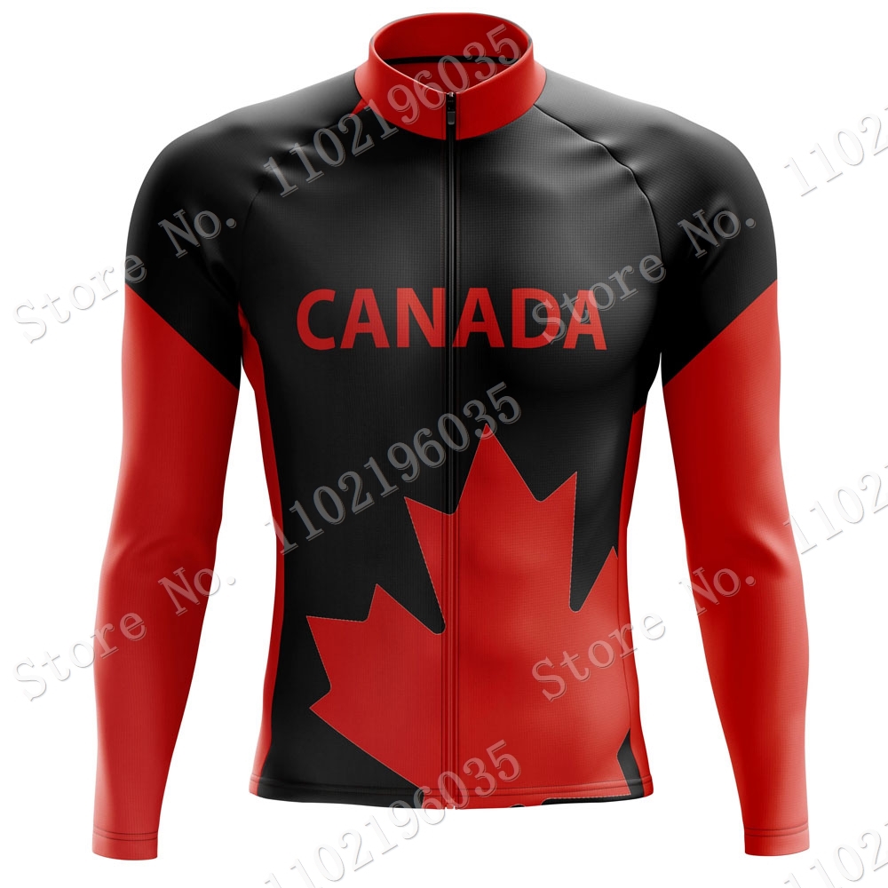 Summer Clothing Canada - 2023 Canada Nationale Wielertrui Lange Mouw