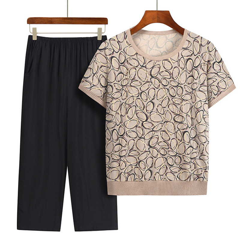 Summer Clothing For 60 Year Old Woman - Casual Zomer Oma Tweedelig Pak Van