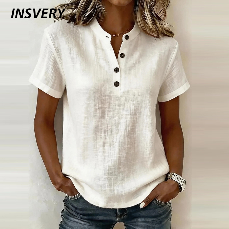 Summer Clothing Men Linen - Zomerblouses met korte mouwen, basic blouses,