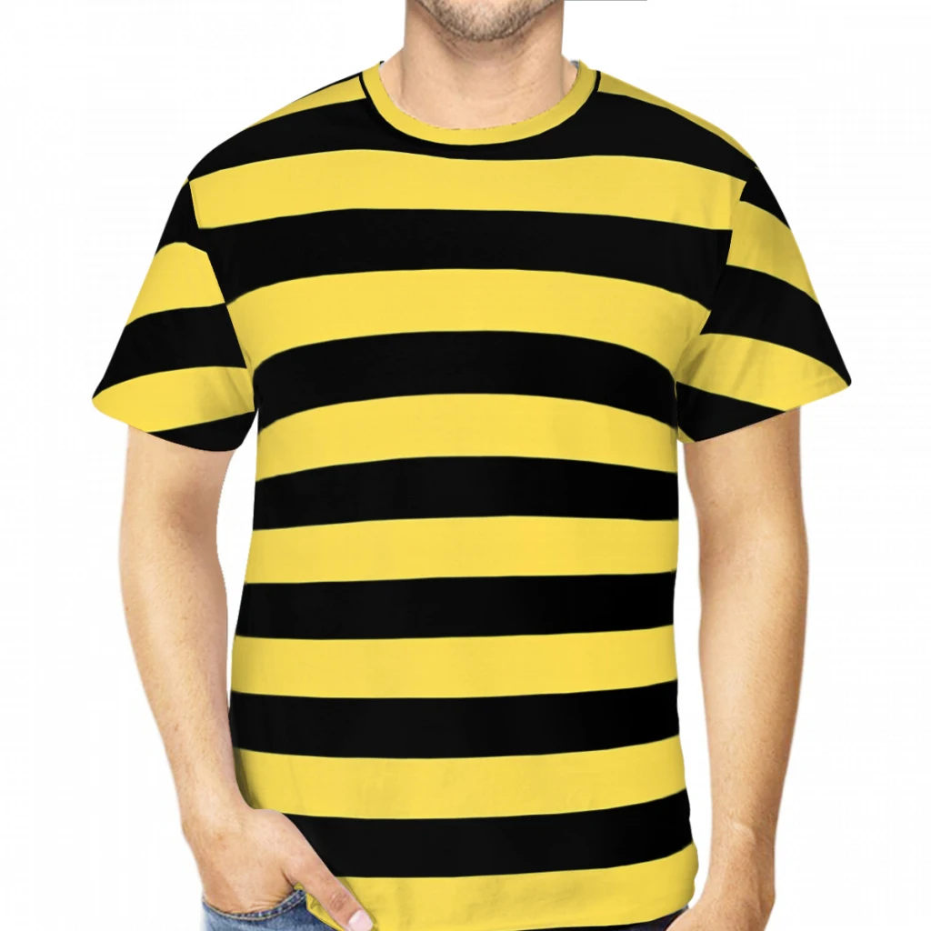 Yellow Summer Clothing - Zwart geel gestreept bijen-T-shirt voor heren