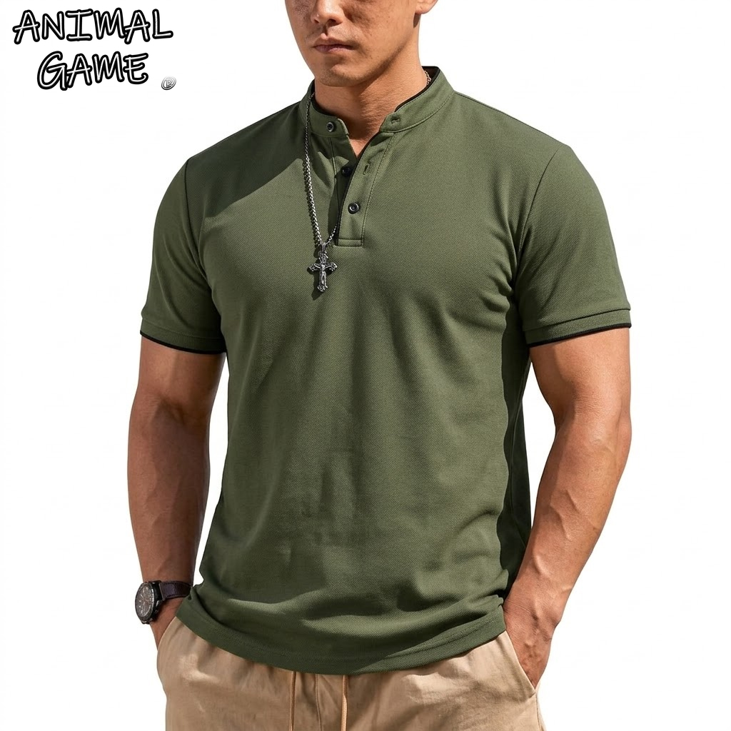 Summer Clothing Types - Zomer Henley-shirt met korte mouwen Heren