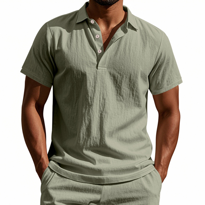 Summer Clothing Men Linen - Hoogwaardig 95% linnen poloshirt met korte