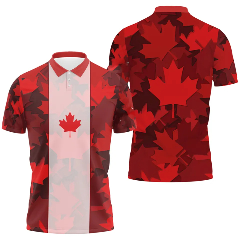 Maple Leaf Vlag Poloshirt Voor - Summer Clothing Canada recensie en prijs