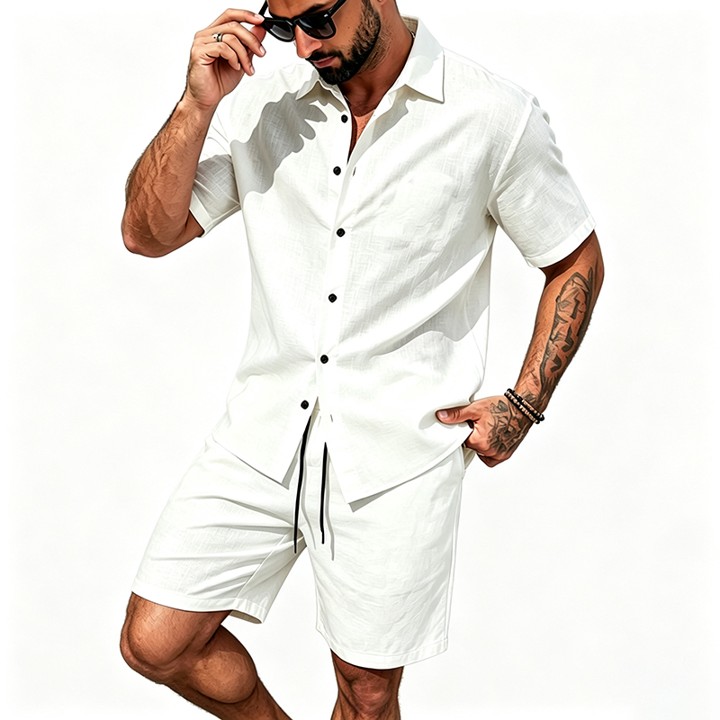 Heren linnen tweedelige outfit - Summer Clothing Men Linen recensie en prijs