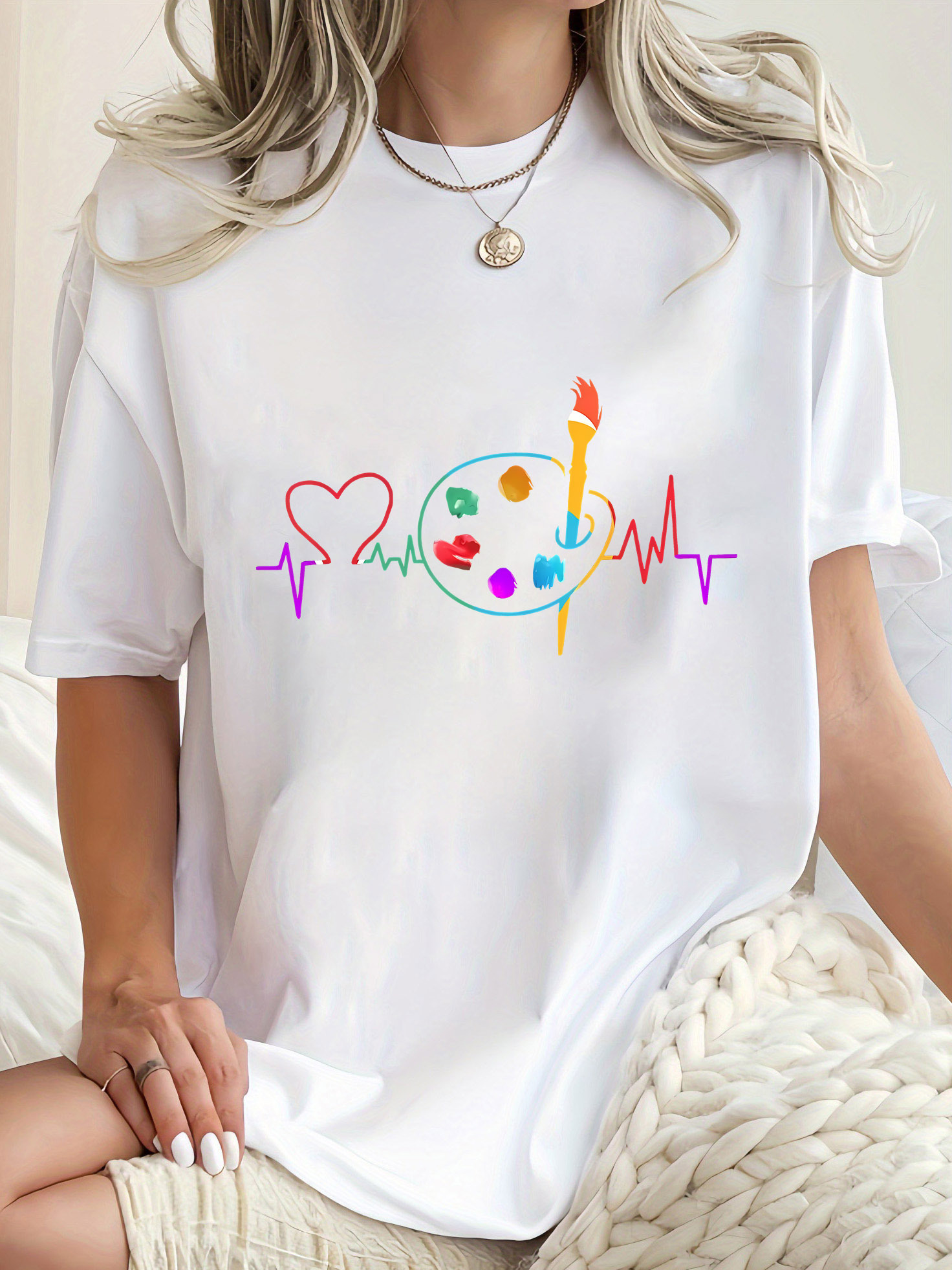 Kleurrijk geometrisch dames T- - Summer Clothing Color Palette recensie en prijs