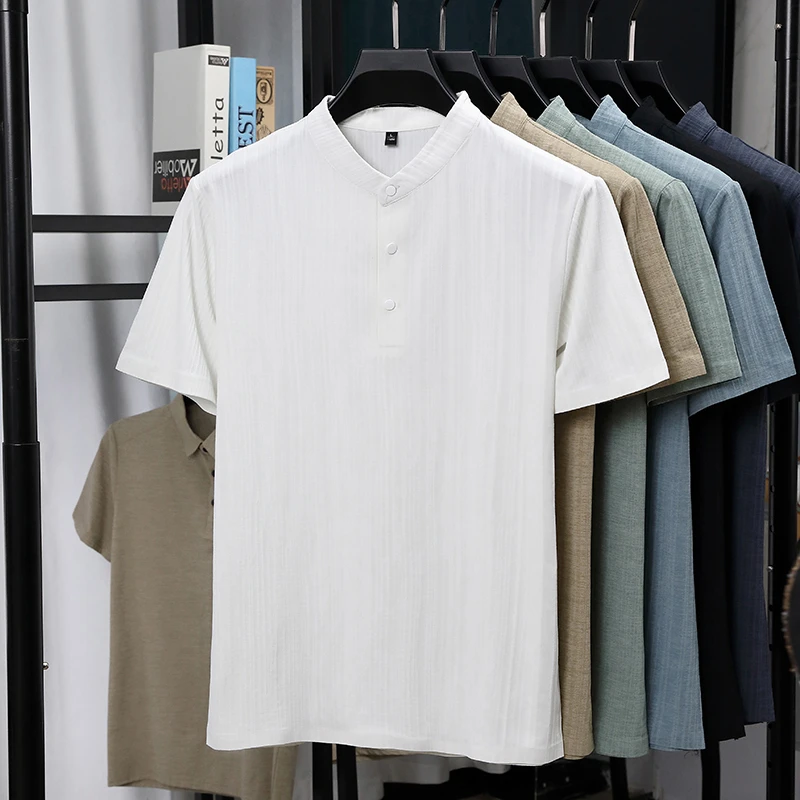 Heren overhemden met mandarijn - Summer Clothing Men Linen recensie en prijs