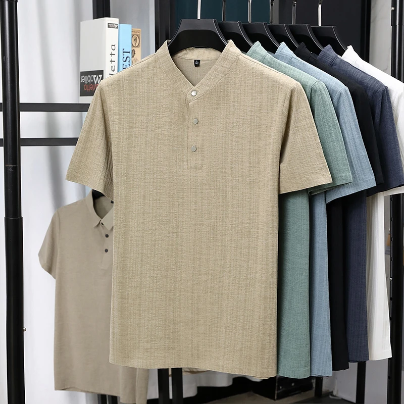 Heren overhemden met mandarijn - Summer Clothing Men Linen recensie en prijs
