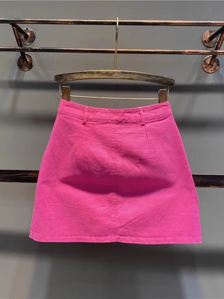 Roze Rode Split Denim Rok Hoge - Summer Rose Clothing recensie en prijs