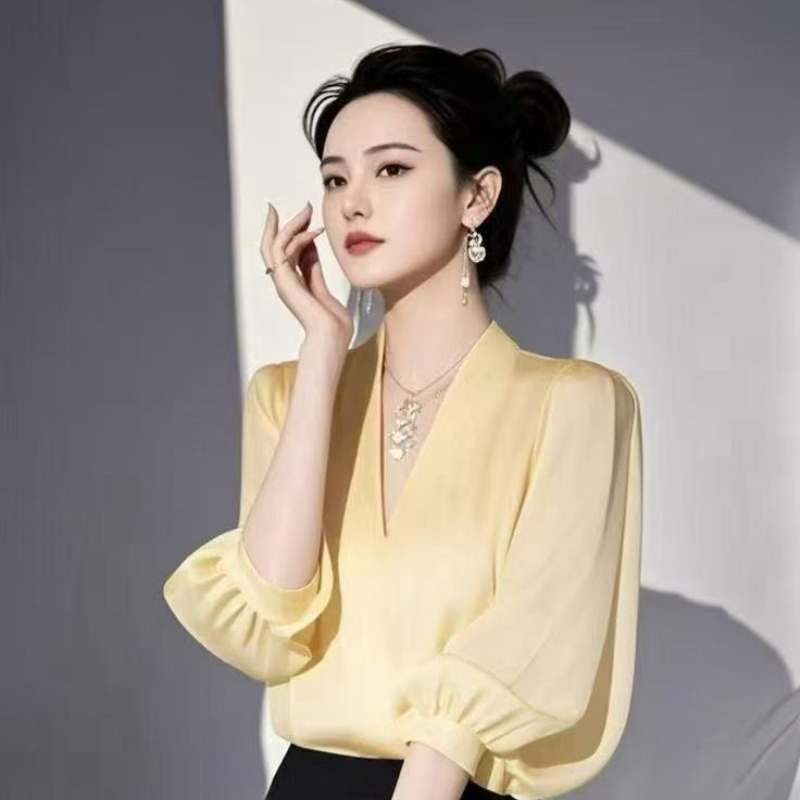 Vintage damesblouses chiffon s - Yellow Summer Clothing recensie en prijs