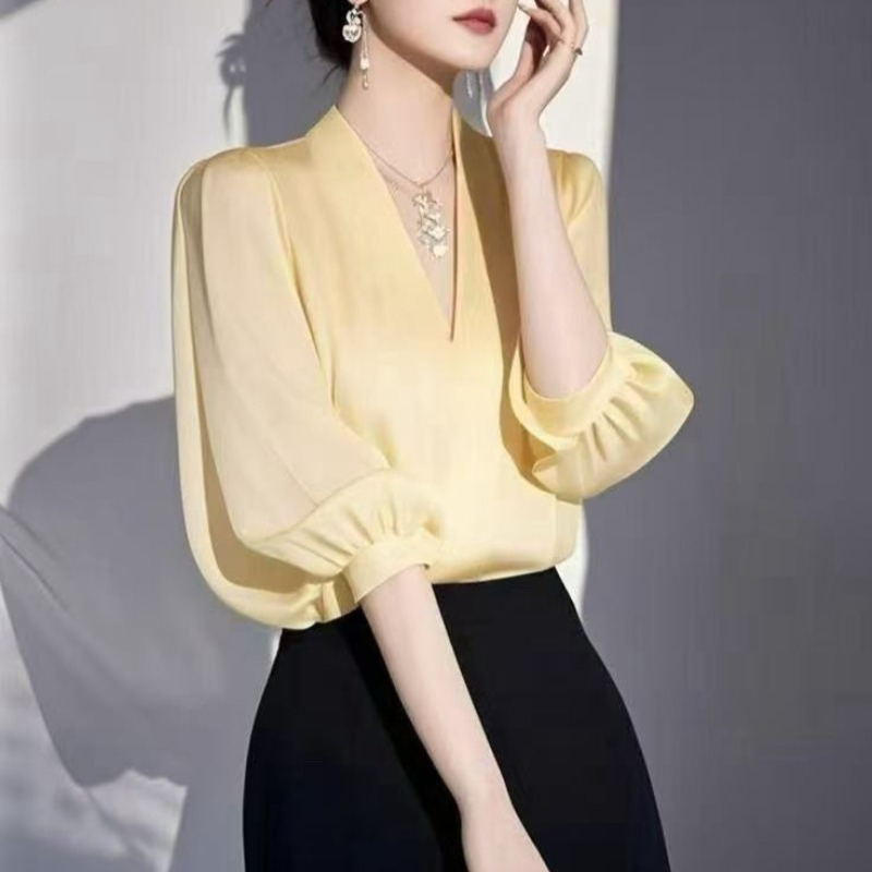 Vintage damesblouses chiffon s - Yellow Summer Clothing recensie en prijs