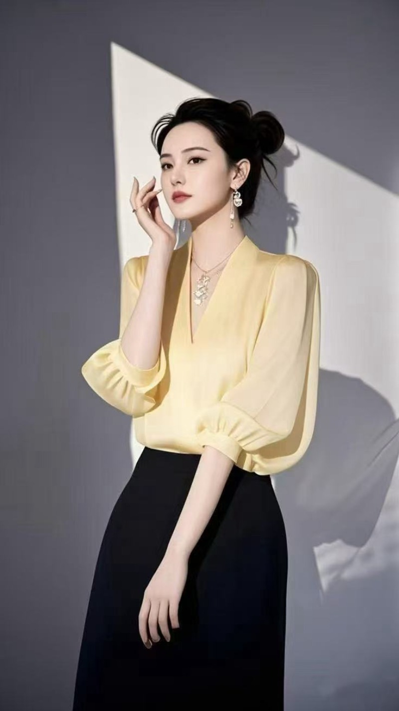 Vintage damesblouses chiffon s - Yellow Summer Clothing recensie en prijs