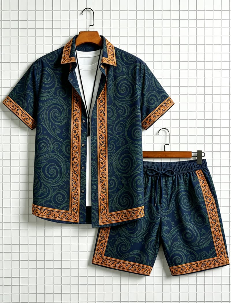 Herenset met etnische print, k - Summer Clothing Types recensie en prijs