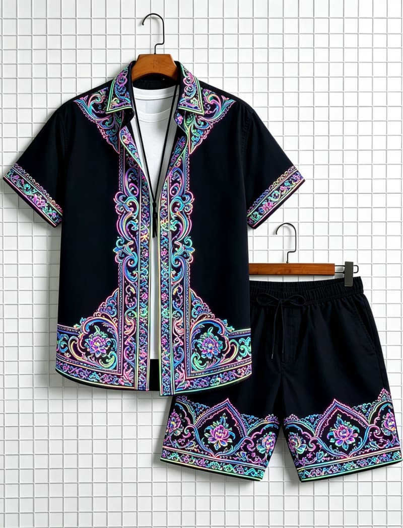 Herenset met etnische print, k - Summer Clothing Types recensie en prijs