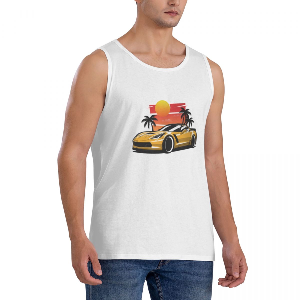 100% Katoen Geel Corvette Z06  - Yellow Summer Clothing recensie en prijs