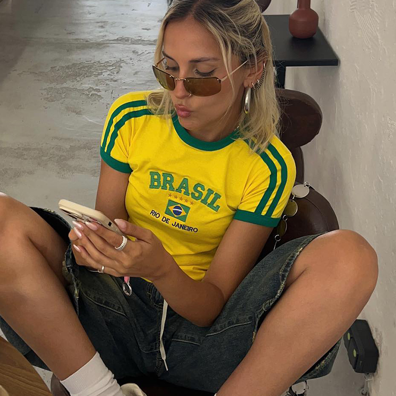 Brasil Letter Graphics Print G - Yellow Summer Clothing recensie en prijs