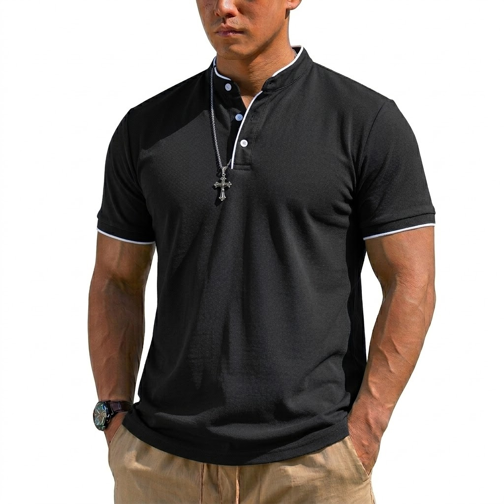 Zomer Henley-shirt met korte m - Summer Clothing Types recensie en prijs