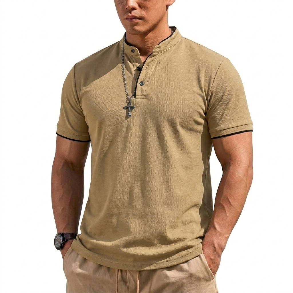 Zomer Henley-shirt met korte m - Summer Clothing Types recensie en prijs