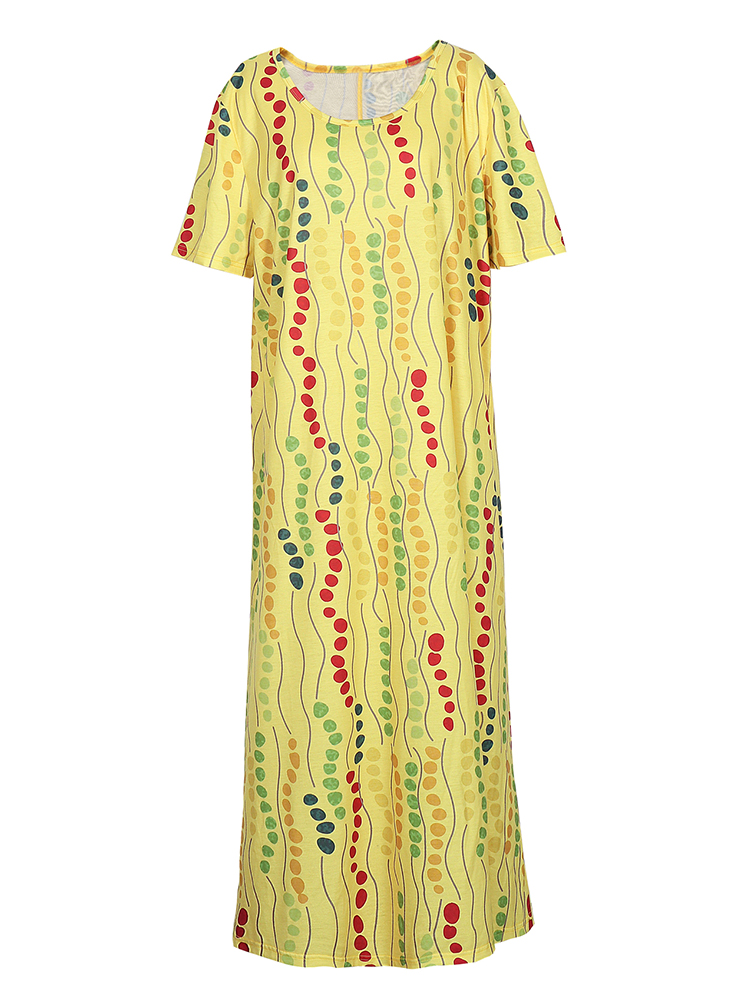 Plus size gele midi-jurk met p - Yellow Summer Clothing recensie en prijs