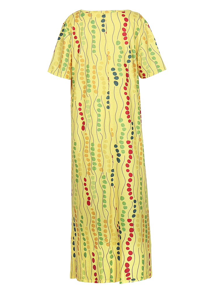 Plus size gele midi-jurk met p - Yellow Summer Clothing recensie en prijs